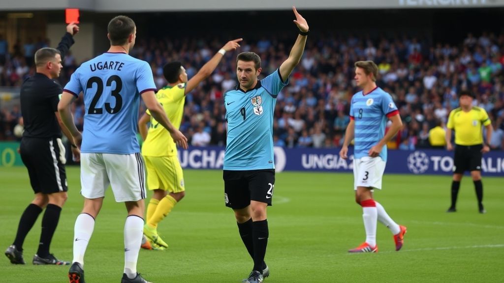 英超裁判闹剧！乌加特两黄变零红 英格兰遭乌拉圭94分钟绝平